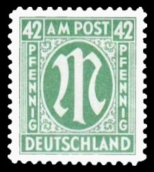 42 Rpf Briefmarke: M-Serie, Alliierte Militärpost, deutscher Druck (weit gezähnt)