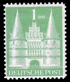 1 DM Briefmarke: Historische Bauten (Dauermarkenserie) 1 DM Briefmarke: Historische Bauten (Dauermarkenserie)