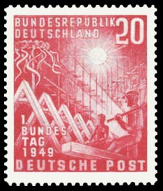 20 Pf Briefmarke: 1. Deutscher Bundestag 20 Pf Briefmarke: 1. Deutscher Bundestag