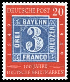 20 Pf Briefmarke: 100 Jahre deutsche Briefmarken