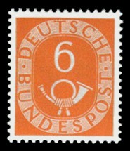 6 Pf Briefmarke: Posthorn 6 Pf Briefmarke: Posthorn