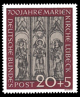 20 + 5 Pf Briefmarke: 700 Jahre Marienkirche Lübeck