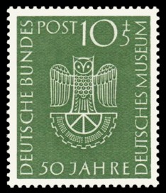 10 + 5 Pf Briefmarke: 50 Jahre Deutsches Museum