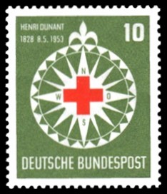 10 Pf Briefmarke: 125. Geburtstag Henry Dunant
