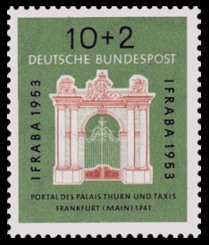 10 + 2 Pf Briefmarke: IFRABA 1953, Briefmarkenausstellung