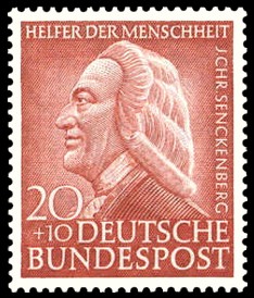 20 + 10 Pf Briefmarke: Helfer der Menschheit, 1953