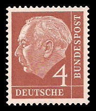 4 Pf Briefmarke: Th. Heuss - 1.Bundespräsident