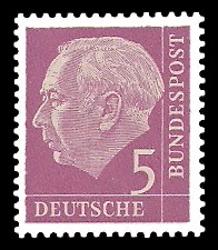 5 Pf Briefmarke: Th. Heuss - 1.Bundespräsident