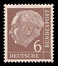 6 Pf Briefmarke: Th. Heuss - 1.Bundespräsident