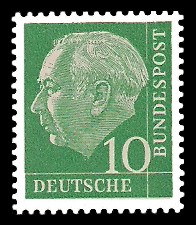 10 Pf Briefmarke: Th. Heuss - 1.Bundespräsident