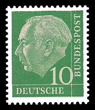 10 Pf Briefmarke: Th. Heuss - 1.Bundespräsident 10 Pf Briefmarke: Th. Heuss - 1.Bundespräsident