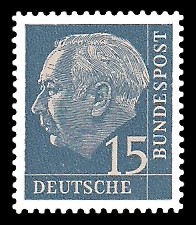15 Pf Briefmarke: Th. Heuss - 1.Bundespräsident