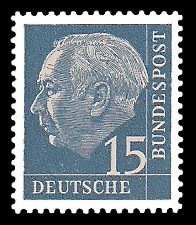 15 Pf Briefmarke: Th. Heuss - 1.Bundespräsident