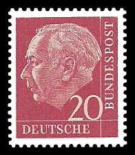 20 Pf Briefmarke: Th. Heuss - 1.Bundespräsident 20 Pf Briefmarke: Th. Heuss - 1.Bundespräsident