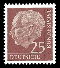25 Pf Briefmarke: Th. Heuss - 1.Bundespräsident