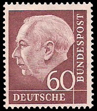 60 Pf Briefmarke: Th. Heuss - 1.Bundespräsident
