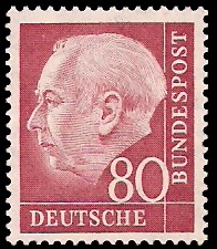 80 Pf Briefmarke: Th. Heuss - 1.Bundespräsident