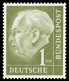 1 DM Briefmarke: Th. Heuss - 1.Bundespr&auml;sident
