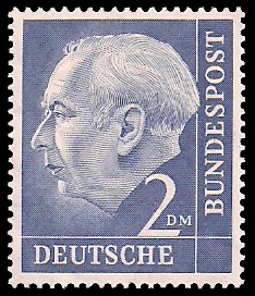 2 DM Briefmarke: Th. Heuss - 1.Bundespräsident