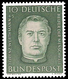 10 + 5 Pf Briefmarke: Helfer der Menschheit, 1954 10 + 5 Pf Briefmarke: Helfer der Menschheit, 1954