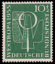 10 + 2 Pf Briefmarke: WESTROPA 1955