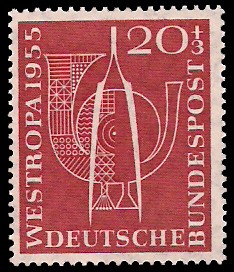20 + 3 Pf Briefmarke: WESTROPA 1955