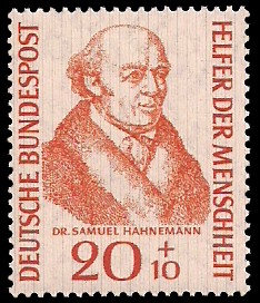 20 + 10 Pf Briefmarke: Helfer der Menschheit, 1955