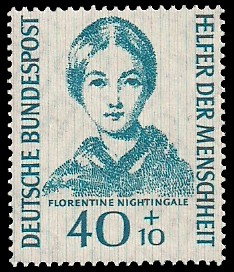 40 + 10 Pf Briefmarke: Helfer der Menschheit, 1955