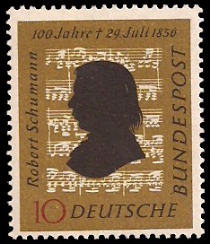 10 Pf Briefmarke: 100. Todestag Robert Schumann 10 Pf Briefmarke: 100. Todestag Robert Schumann