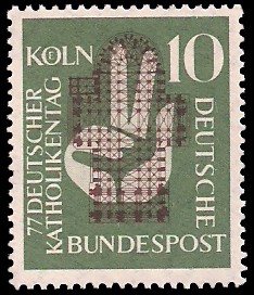 10 Pf Briefmarke: 77. Deutscher Katholikentag 10 Pf Briefmarke: 77. Deutscher Katholikentag