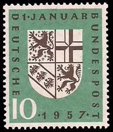 10 Pf Briefmarke: Eingliederung Saarland