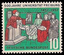 10 Pf Briefmarke: 500 Jahre Universität Freiburg