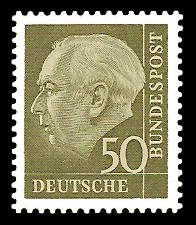 50 Pf Briefmarke: Th. Heuss - 1.Bundespräsident