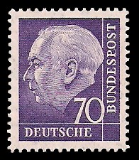 70 Pf Briefmarke: Th. Heuss - 1.Bundespräsident