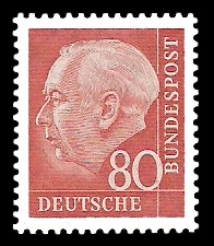 80 Pf Briefmarke: Th. Heuss - 1.Bundespräsident