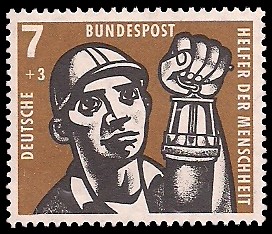 7 + 3 Pf Briefmarke: Helfer der Menschheit, 1957