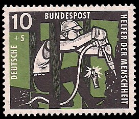 10 + 5 Pf Briefmarke: Helfer der Menschheit, 1957 10 + 5 Pf Briefmarke: Helfer der Menschheit, 1957