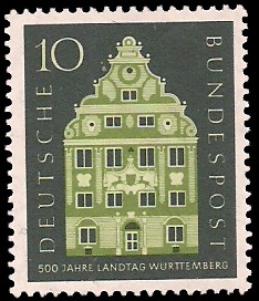 10 Pf Briefmarke: 500 Jahre Landtag Württemberg