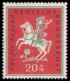 20 + 10 Pf Briefmarke: Für die Jugend, 1958 20 + 10 Pf Briefmarke: Für die Jugend, 1958