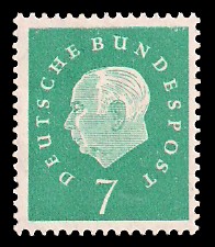 7 Pf Briefmarke: Bundespräsident Theodor Heuss