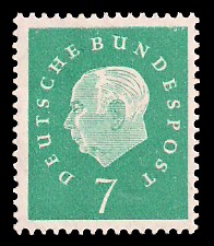 7 Pf Briefmarke: Bundespräsident Theodor Heuss 7 Pf Briefmarke: Bundespräsident Theodor Heuss