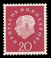 20 Pf Briefmarke: Bundespräsident Theodor Heuss 20 Pf Briefmarke: Bundespräsident Theodor Heuss