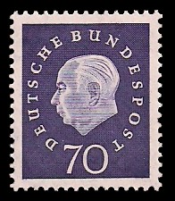 70 Pf Briefmarke: Bundespräsident Theodor Heuss