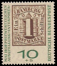 10 + 5 Pf Briefmarke: INTERPOSTA