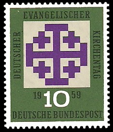 10 Pf Briefmarke: Deutscher Evangelischer Kirchentag 1959 10 Pf Briefmarke: Deutscher Evangelischer Kirchentag 1959
