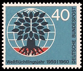 40 Pf Briefmarke: Weltflüchtlingsjahr 40 Pf Briefmarke: Weltflüchtlingsjahr
