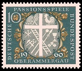10 Pf Briefmarke: Passionsspiele Oberammergau