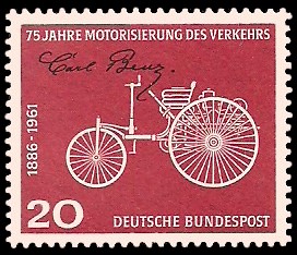 20 Pf Briefmarke: 75 Jahre Motorisierung des Verkehrs 20 Pf Briefmarke: 75 Jahre Motorisierung des Verkehrs