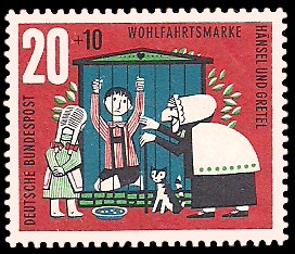 20 + 10 Pf Briefmarke: Wohlfahrtsmarke 1961, Hänsel und Gretel