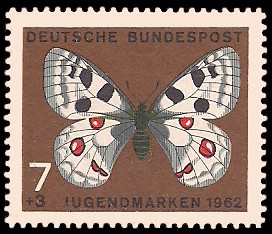 7 + 3 Pf Briefmarke: Für die Jugend 1962, Schmetterlinge